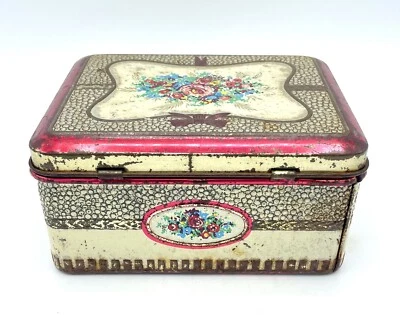 $7.50 • Buy Vintage Candy Tin Floral Hinged