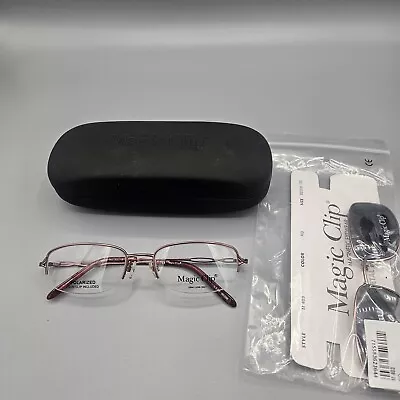 Magic Clip M403 RO 52-18-135 Metal Eyeglasses Frame W/ Clip On ROSE • $52