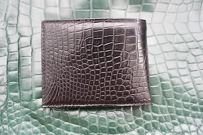 Handmade Black Real Crocodile Belly Leather Skin Men Bifold Wallet #X51 • $48.36