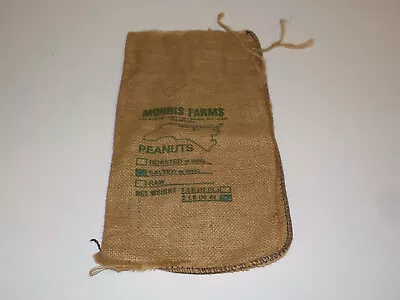 Vintage MORRIS FARMS Salted In Shell Burlap Sack Bag North Carolina  • £9.49