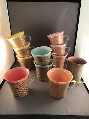 Set Of 11 Vintage Raffiaware Coffee Cups Mugs Mid Century Modern Good Condition! • $29.99