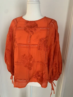 $50 • Buy Scanlan Theodore - Stunning Burnt Orange Silk Top - Immaculate - S/M