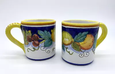 Arte D'Italia Imports Deruta Italy Daphne Mugs (2) Lemons Cherries And Oranges • $50