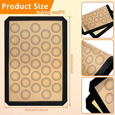 4Pcs Macaron Baking Mats Non Stick Silicone Macaroon Baking Sheet Reusable PlhiO • £12.58