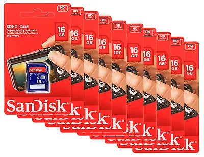 Lot Of 10 X SanDisk 16GB SDHC Class 4 SD Flash Memory Card Camera SDSDB-016G-B35 • $54.99