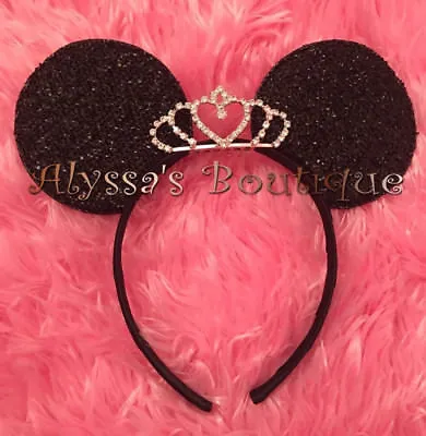 *NEW Minnie Mouse Ears Headband Princess Rhinestone Tiara Bridal Shower Birthday • $10.95
