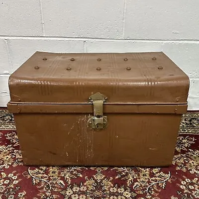 Vintage Industrial Metal Railway Trunk Chest Luggage Coffee Table • £74.99