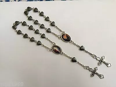 Divine Mercy Rosary Bracelet Heart Shaped Hematite Beads -Lot Of Two (2) - NEW • $8.75