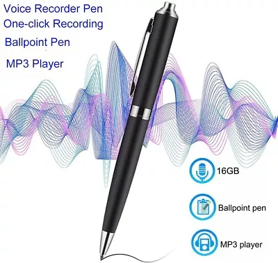 Spy Hidden Mini MP3 Digital Voice Activated Recorder 16GB Audio Recording Pen 72 • $37.49
