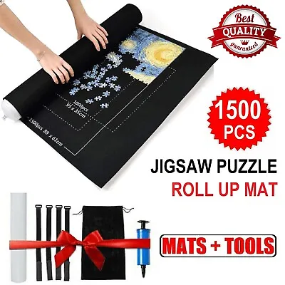 1500 PCs Hold Jigsaw Puzzle Roll Up Mat Felt Storage Saver Pad Kit Toys Inflator • $16.99