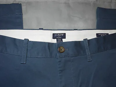 NEW J. CREW 34 X 32 Khaki Pants Blue ATHLETIC SLIM FLEX STRETCH FLAT FRONT Men's • $25.99