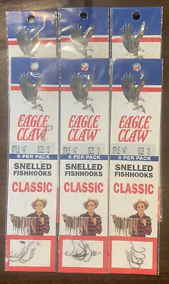 6 Packs Eagle Claw Snelled Kahle Hooks Size 12 • $19.99