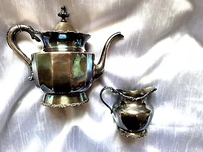 Antique Van Bergh S P Co Quadruple Plate Rochester NY Teapot Creamer • $85