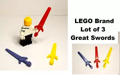 LEGO Sword Lot WIDE THICK Blade Handle Hand Guard RED Yellow Hobbit Blue Protect • $14.26