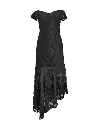 ALICE McCALL Black Fleur De Lys Velvet Burnout Off-Shoulder Midi Dress Sz 8 • $120