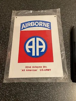 Vintage Enamal Sign 82nd Airborne Division “All American “ US Army  • £12