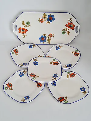 C.W.S. Windsor Pottery Longton Fine Bone China Sandwich Serving Platter & Plates • £40