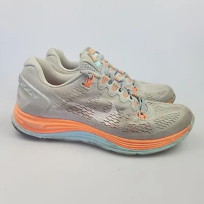 Women's NIKE 'Lunarglide 5' Sz 6 US Runners Shoes Grey Orange | 3+ Extra 10% Off • $24.49