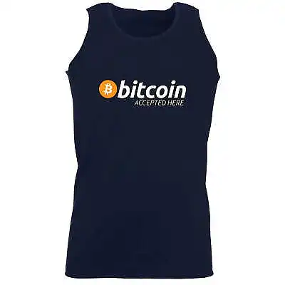 Bitcoin Accepted Here Crypto Currency Logo Trader Investor - Singlet Vest Top • $19.95