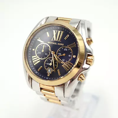 Michael Kors Bradshaw Chronograph Watch Silver Gold Two Tone Navy Blue MK5976 • $59.99