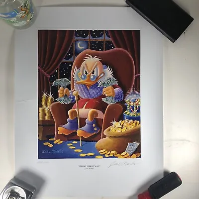Disney Carl Barks 18x14” Lithograph “Merry Christmas  Scrooge 237/500 COA BH • $449.99