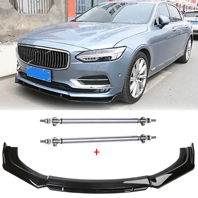 Front Bumper Lip Spoiler Splitter Body Kit +Strut Rods For Volvo S40 S70 S80 S90 • $89.11