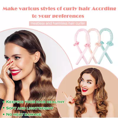 Solid Hair Accessory Set Heatless Curling Rod Headband Lazy Sleep Soft Curl • $8.09