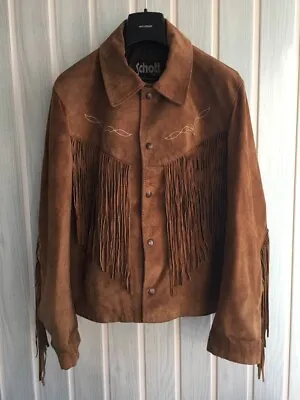 Vintage Men's Schott Western Cowboy Rancher Fringe Suede & Leather Pocket Jacket • $135