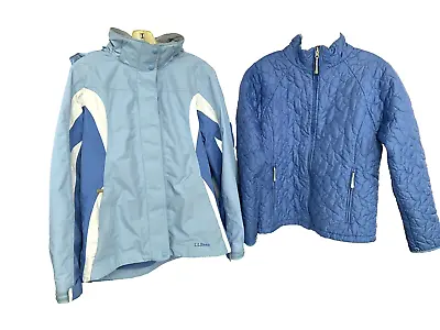 LL Bean Vintage 90’s Y2K Thinsulate Hooded Winter Coat Ski Jacket Womens 2 In 1 • $28.95