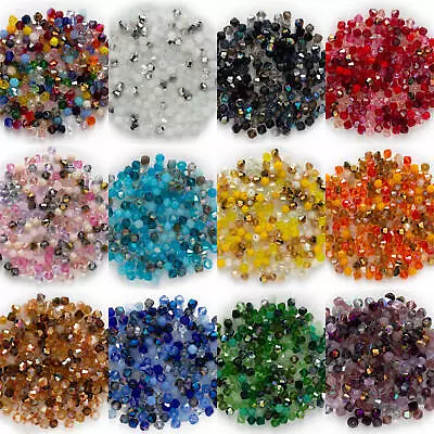 200pcs Bicone Faceted Crystal Beads Glass Beads For Jewelry Making DIY 4mm • $4.99