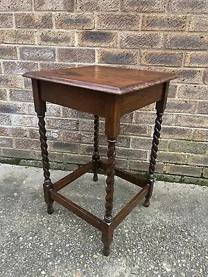 Antique Wooden Edwardian Barley Twist Hall Console Telephone Table - Oak Side • £89.99