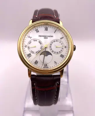 [W091] Frederique Constant Moon Phase Men's Quartz Watch New Battery • $399.99