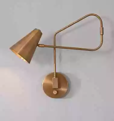 1 Light Curved Arm Articulated Wall Sconce Mid Century Brass Wall Fixture A3 • $179.10