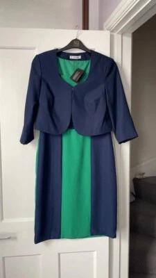 £15 • Buy BNWT Smart Kaleidoscope Two-piece Navy & Green Dress & Jacket - Size 12
