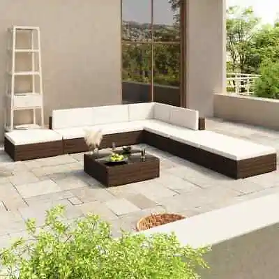 $1003.99 • Buy 8 Piece Garden Lounge Set With Cushions Poly Rattan Brown VidaXL