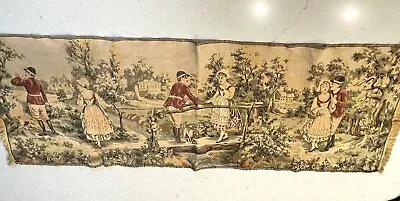 Vintage Italy Cotton Tapestry Countryside Courting Scene Equestrian 52”W X 18”L • $28