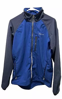 Men's Marmot Full Zip Softshell Jacket Sleeve Logo Navy Royal Blue CC-394 Medium • $27.99