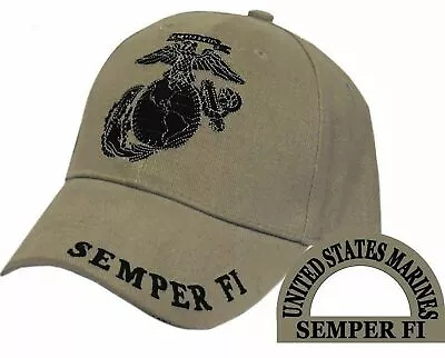 US Marine Corps Semper Fi Khaki Cover USMC Hat - EGA Coyote Brown Baseball CAP • $17.76