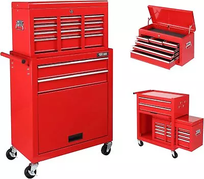 8-Drawer Lockable Rolling Tool Chest Tool Storage Cabinet Tool Box W/ Wheels Red • $159.99