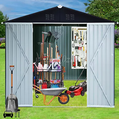 8'x10' Outdoor Storage Shed W/Lockable Doors Metal Shed Garden Tool Storage Shed • $409.88