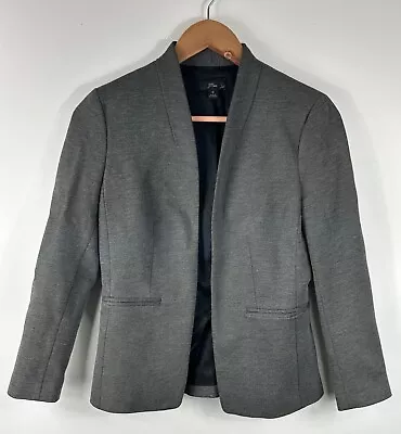 J. Crew Going Out Blazer Stretch Twill Gray Jacket Open Lapelless H2743 Size 0 • $40