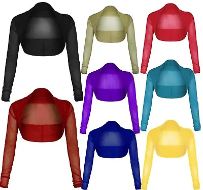 £6.75 • Buy Womens Sheer Mesh Chiffon Bolero Shrug Long Sleeve Crop Cardigan Tops Ladies Top
