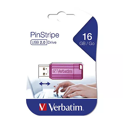 Verbatim Store 'n' Go Retractable 16GB Pinstripe USB Flash Drive 49067 - Pink • $13.95