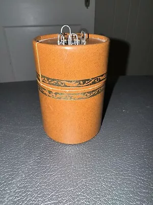 Vintage Paper Clip Holder Magnetic Desk Brown Faux Leather MCM Mid Century ‘70s • $15