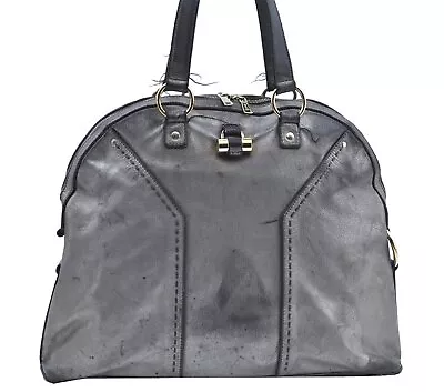 $137.50 • Buy Auth YVES SAINT LAURENT Muse Two Shoulder Hand Bag Leather 153959 Silver K0667