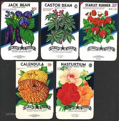 Set Of 5 Different Vintage Flower Seed Packets San Antonio Lone Star Texas L01 • $4.99