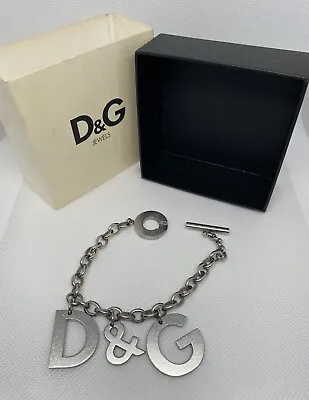 Dolce And Gabbana Bracelet Y2K D&G Jewels Steel Oversized Letter Dangle Charms • £58.50