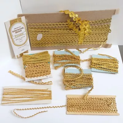 Vintage Sewing Lot Metallic Trim Rick Rack Swirl Gold Notion Detailed Intricate! • $20