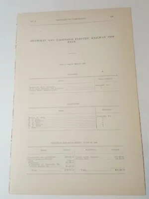 1906 Railroad Document SHAMOKIN - EDGEWOOD ELECTRIC RAILWAY Shamokin PA Trolley  • £8.64