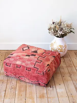 24x24 Handmade Moroccan Pouf Berber Kilim Wool Floor Cushion Ottoman Footstool • $119